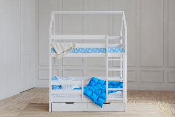 Детская двухэтажная кровать Домик с ящиками, цвет белый в Каменск-Шахтинском