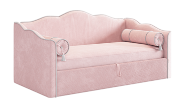 Кроватка с подъемным механизмом Лея (Софа) 90х200 (нежно-розовый (велюр)/галька (велюр)) в Шахтах