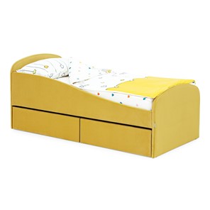 Мягкая кровать с ящиками Letmo 190х80 горчичный (велюр) в Таганроге