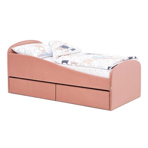 Кровать в детскую с ящиками Letmo 190х80 пудровый (велюр) в Шахтах