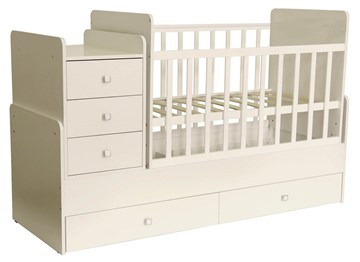 Кровать для новорожденных с комодом POLINI Kids Simple 1100 Слоновая кость в Шахтах