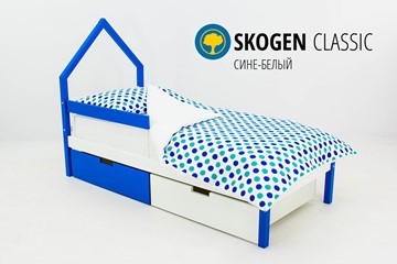 Кровать-домик детская мини Skogen сине-белый в Шахтах