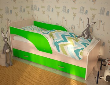 Детская кровать Максимка, корпус Млечный дуб, фасад Салатовый в Батайске