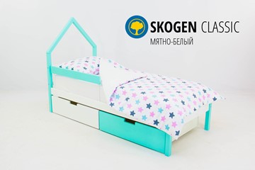 Кровать-домик в детскую мини Skogen белый-мятный в Батайске
