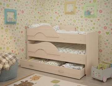 Детская 2-ярусная кровать Радуга 1.6 с ящиком, цвет Млечный дуб в Шахтах