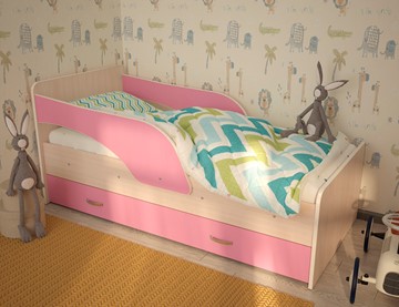 Кровать детская Максимка, корпус Млечный дуб, фасад Розовый в Шахтах