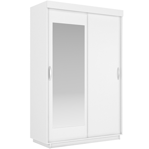 Шкаф 2-х дверный Лайт (ДСП/Зеркало) 1000х595х2120, Белый Снег в Батайске