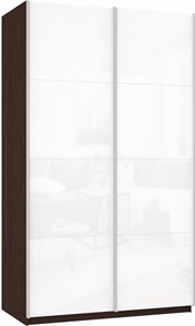 Шкаф Прайм (Белое стекло/Белое стекло) 1200x570x2300, венге в Шахтах