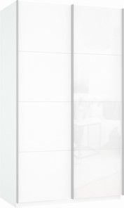 Шкаф-купе Прайм (ДСП/Белое стекло) 1200x570x2300, белый снег в Таганроге