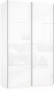 Шкаф Прайм (Белое стекло/Белое стекло) 1600x570x2300, белый снег в Батайске