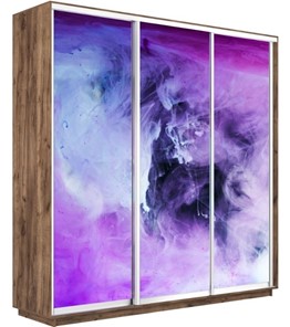 Шкаф 3-х створчатый Экспресс 2400х600х2200, Фиолетовый дым/дуб табачный в Батайске