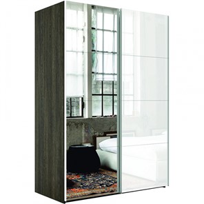 Шкаф 2-дверный Эста (Зеркало/Стекло белое) 1800x660x2200, венге мали в Шахтах
