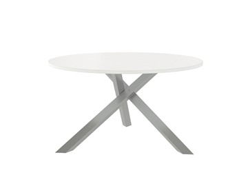 Круглый столик Триада-15Д, Металлик/Белый в Таганроге