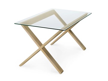 Стеклянный столик Оникс-11, Натуральный массив/Прозрачное стекло в Каменск-Шахтинском