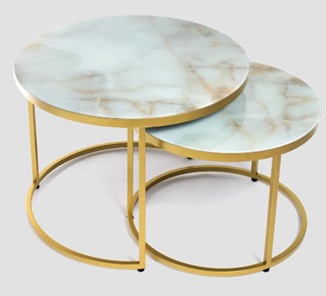 Стеклянный столик в гостиную Дуэт, столешница в стекле опоры золото в Шахтах