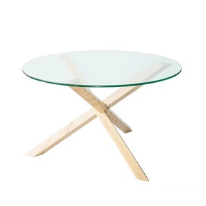 Стеклянный столик в гостиную Оникс-3, Натуральный массив/Прозрачное стекло в Шахтах
