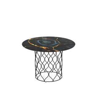 Круглый столик SHT-TU49 / SHT-TT32 60 стекло/МДФ (титановый кварц/черный муар) в Шахтах