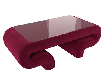 Стеклянный столик в гостиную Волна, бордовый (микровельвет) в Шахтах