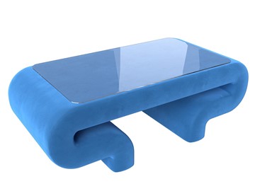 Стеклянный столик в зал Волна, голубой (велюр) в Шахтах