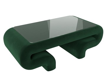 Стеклянный столик в гостиную Волна, зеленый (велюр) в Шахтах