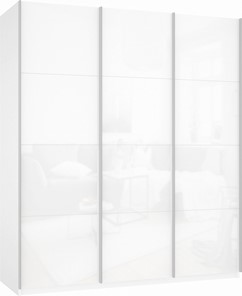 Шкаф-купе трехстворчатый Прайм (3 Белое стекло) 1800x570x2300, белый снег в Шахтах