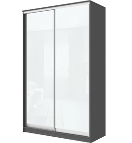 Шкаф 2-х дверный Хит-22-4-12/2-22 с цветным стеклом, белое №10, Графит в Шахтах