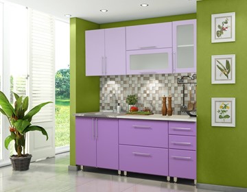 Модульный кухонный гарнитур Мыло 224 2000х718, цвет Фиолет/Пастель фиолет в Шахтах