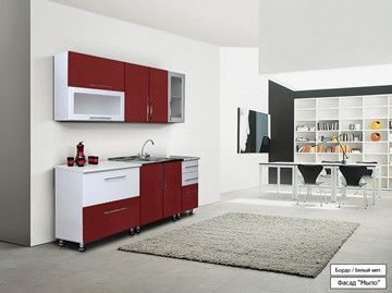 Кухонный гарнитур Мыло 224 2000х718, цвет Бордо/Белый металлик в Батайске