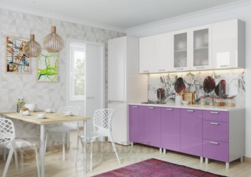 Кухонный гарнитур угловой Модерн, белый глянец/фиолетовый металлик в Батайске
