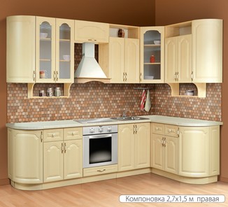 Угловая кухня Классика 2700х1500, цвет Дуб беленый в Таганроге