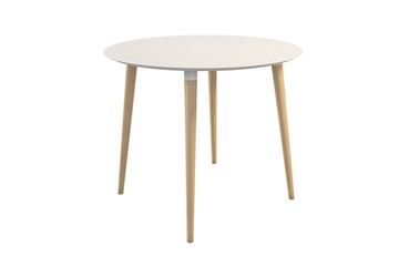 Обеденный круглый стол Сканди 2, белый/светлый лак в Батайске
