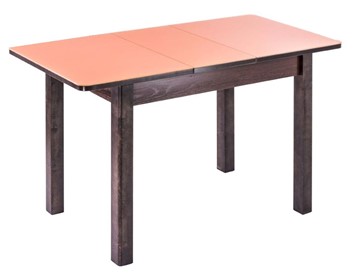 Кухонный раскладной стол Айсберг-07 СТ1, венге ЛДСП/стекло оранжевое/42 прямые массив венге в Шахтах