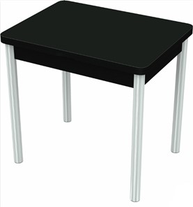 Обеденный раздвижной стол Бари хром №6 (стекло черное/черный) в Шахтах