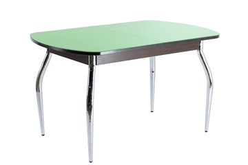Кухонный стол раскладной ПГ мини СТ2 венге/фисташка стекло/хром фигурные в Шахтах