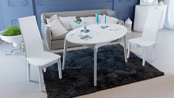 Овальный стол на кухню Марсель (СМ(Б)-102.01.12(1)), цвет  Белый/Стекло белое глянец в Таганроге