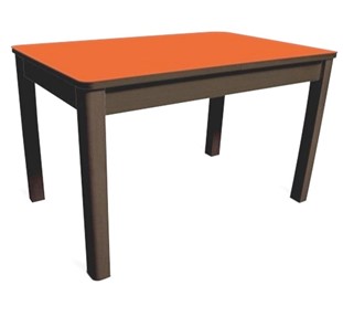Кухонный стол Айсберг-04 СТ1, венге ЛДСП/стекло оранжевое/42 прямые массив венге в Таганроге