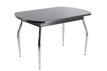 Стеклянный обеденный стол ПГ-07 СТ1 венге/черное стекло/хром фигурные в Каменск-Шахтинском