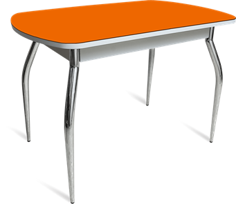 Стол со стеклянной столешницей ПГ-04 СТ белое/оранжевое/хром фигурные в Таганроге