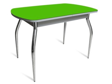Стол на кухню ПГ-04 СТ белое/зеленое стекло/хром фигурные в Шахтах