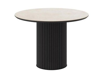 Керамический обеденный стол DikLine AKR120, керамика 120, STONE BEIGE PREMIUM CER/ЧЕРНЫЙ, (2 уп.) в Шахтах