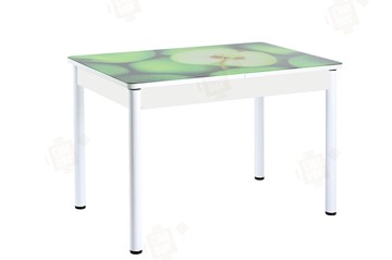 Раздвижной стол Айсберг-02 СТФ, белое лдсп/зеленые яблоки/ноги крашеные в Шахтах