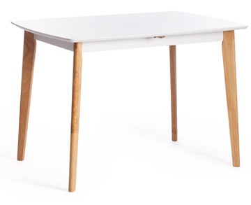 Маленький обеденный стол Claire, дерево гевея/МДФ, 110+30x75x75 Белый/натуральный арт.15111 в Шахтах
