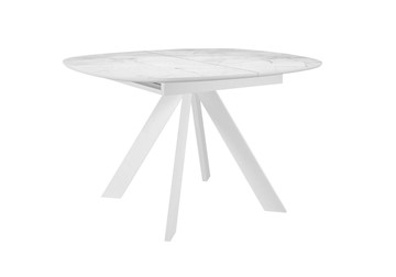 Кухонный раздвижной стол DikLine BK100 Керамика Белый мрамор/подстолье белое/опоры белые в Шахтах