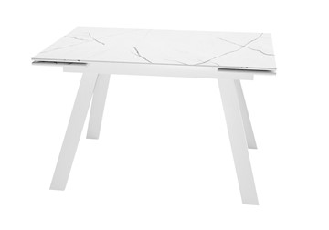 Стол кухонный раскладной DikLine DKL140 Керамика Белый мрамор/опоры белые (2 уп.) в Шахтах