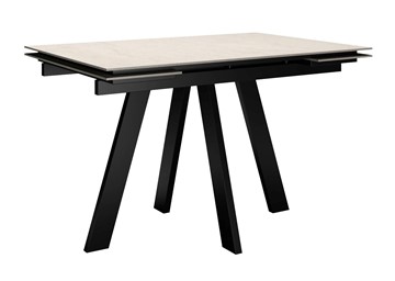 Кухонный стол раздвижной DikLine DM120 Хромикс белый / опоры черные в Шахтах