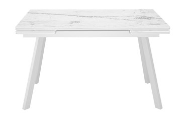 Кухонный раскладной стол DikLine SKA125 Керамика Белый мрамор/подстолье белое/опоры белые (2 уп.) в Шахтах
