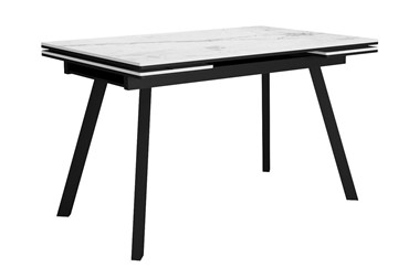 Стол обеденный раскладной DikLine SKA125 Керамика Белый мрамор/подстолье черное/опоры черные (2 уп.) в Таганроге