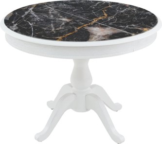 Кухонный раздвижной стол Фабрицио-1 Glass, Круг 1000, фотопечать (Мрамор 10) в Шахтах