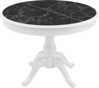 Кухонный раскладной стол Фабрицио-1 Glass, Круг 1000, фотопечать (Мрамор 9) в Шахтах