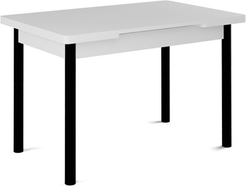 Обеденный раздвижной стол Кубика Милан-1 EVO, ноги металлические черные, белый цемент в Ростове-на-Дону